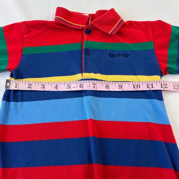 Baby Oshkosh B’Gosh Vintage Red & Blue Striped Romper Size 24 Months Polo - Picture 8 of 8